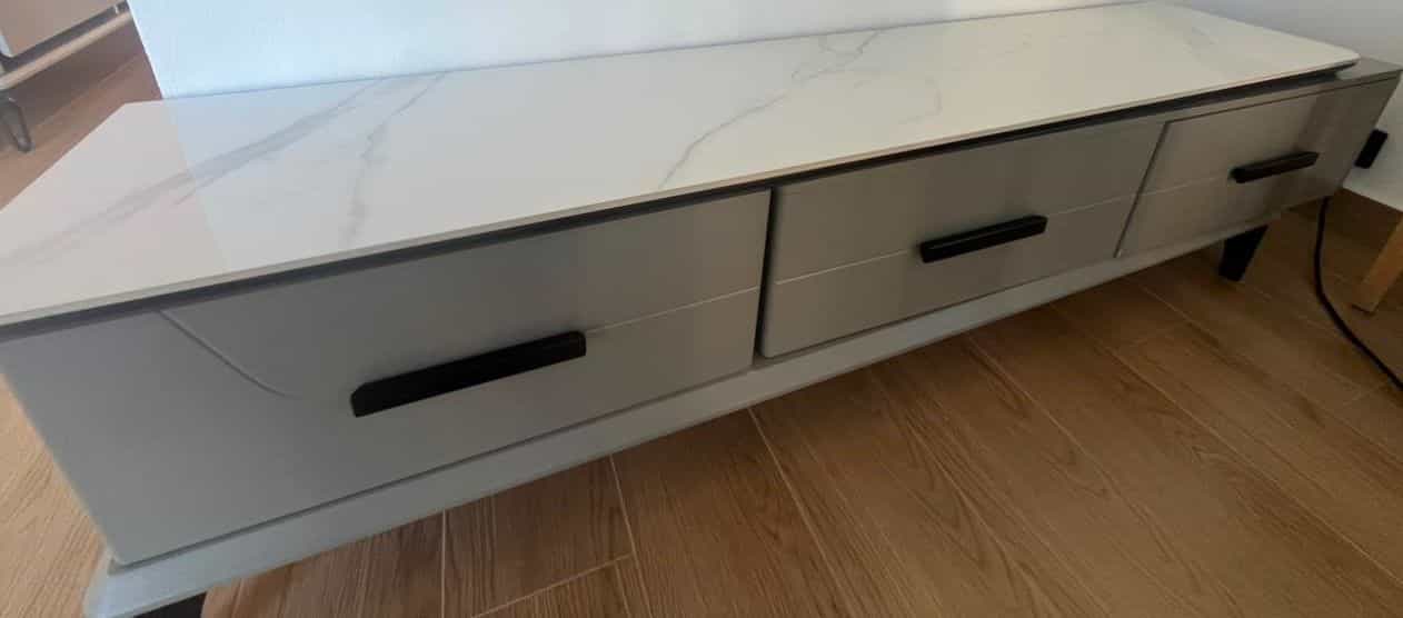 Modern TV Stand and Coffee Table Set Marble Effect