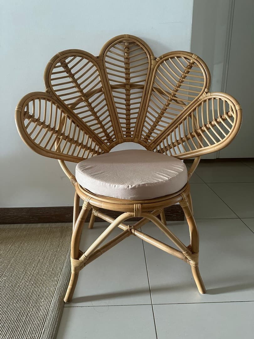 Rattan Flower Chair with Cushion - Image 1 of 4