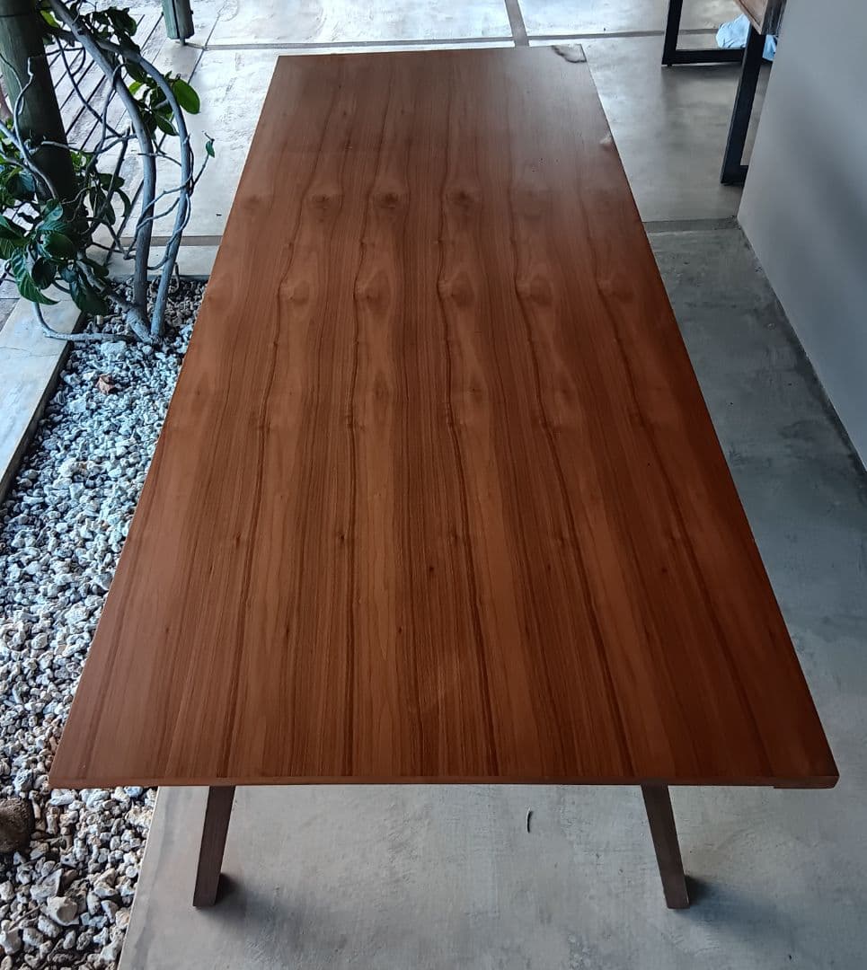 Wooden Dining Table with Angled Legs Brown