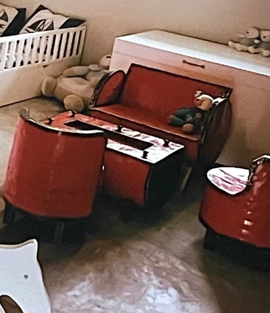 Children's Barrel Furniture Set Red