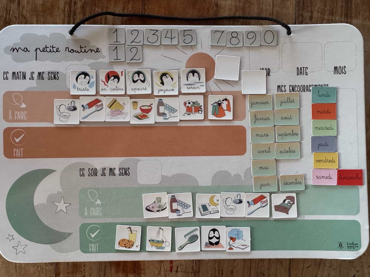 L'Atelier Gigogne Magnetic Routine Board for Kids