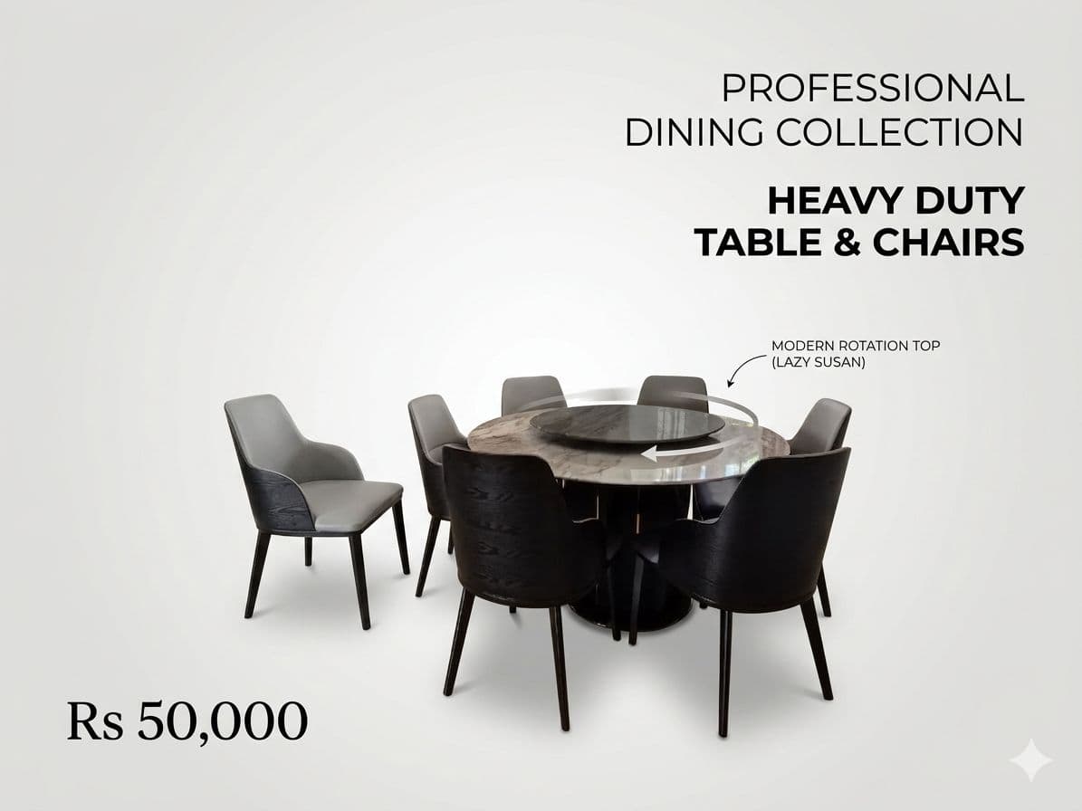 Professional Dining Table and Chairs Set with Lazy Susan - Image 1 of 1