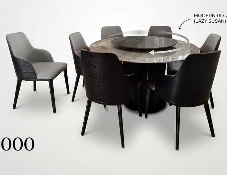 Ensemble table à manger et chaises professionnel avec plateau tournant