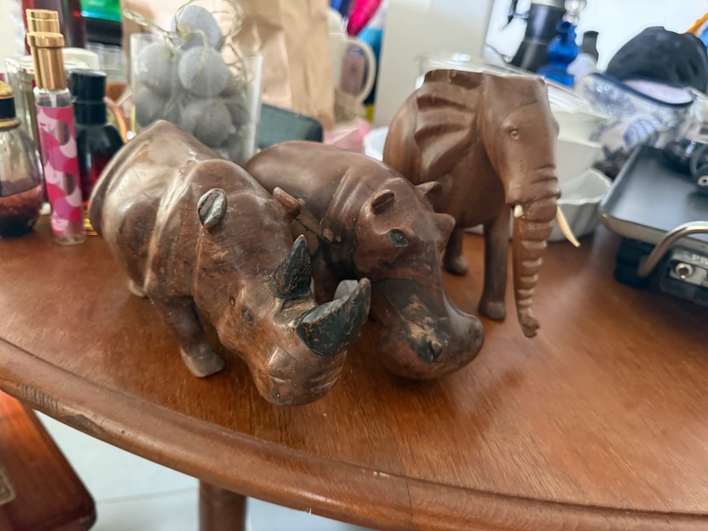 Set of 3 Hand-Carved Wooden Animal Figurines - Image 1 of 2
