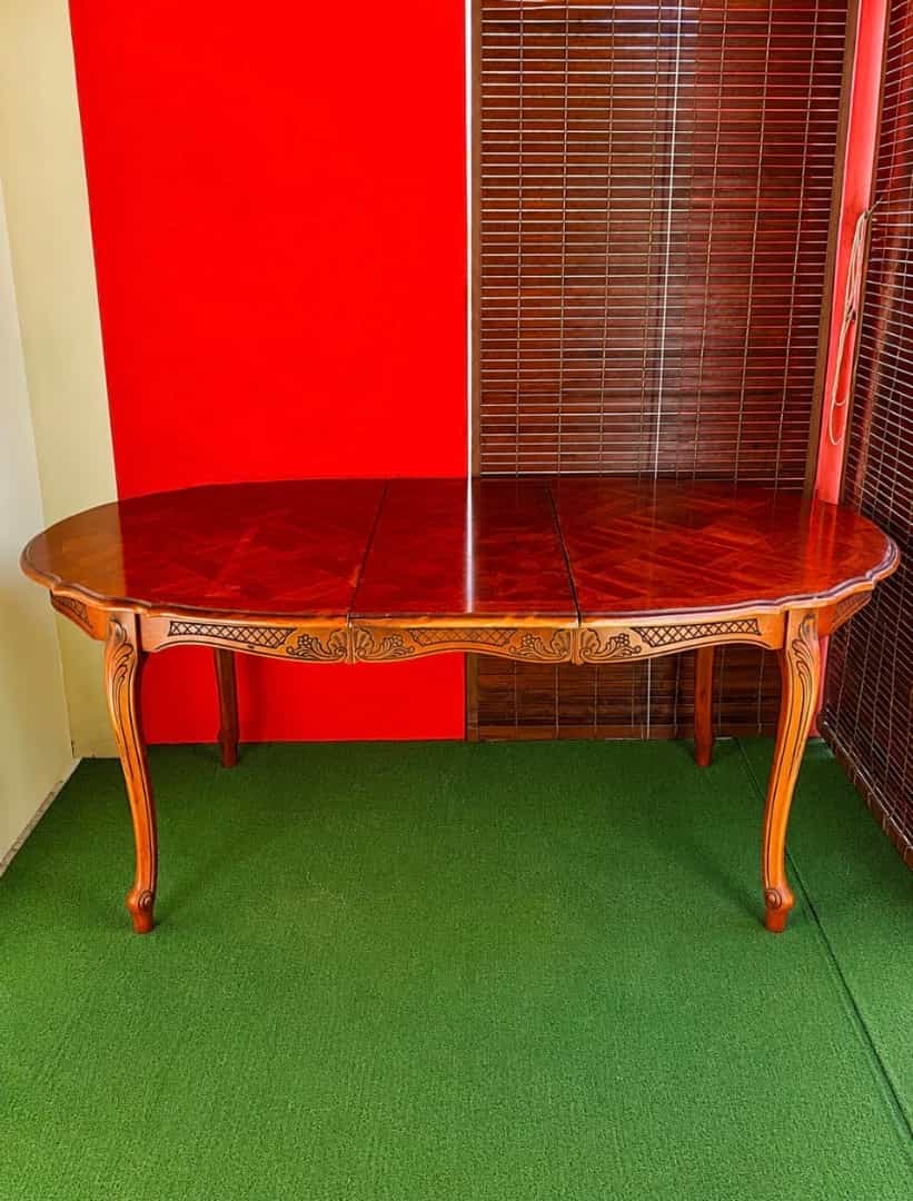 Extendable Wooden Dining Table with Carved Details