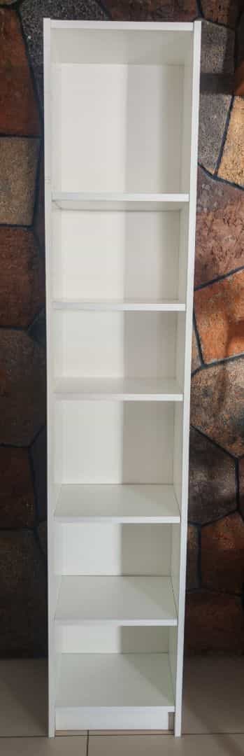 Tall White Bookshelf 200x40x26cm