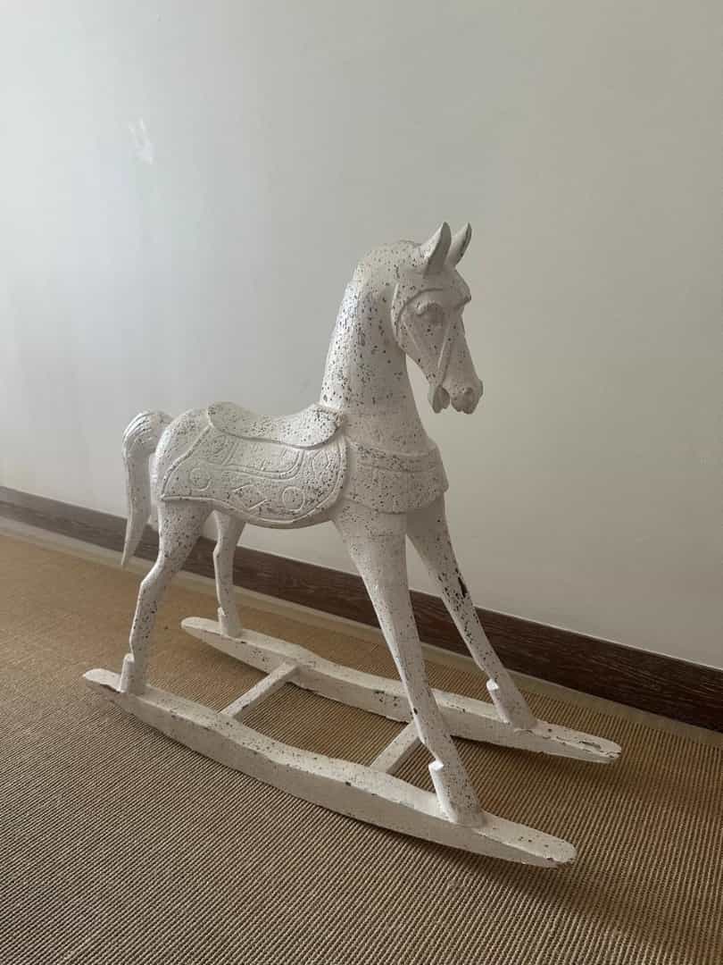 Decorative Wooden Rocking Horse White Distressed