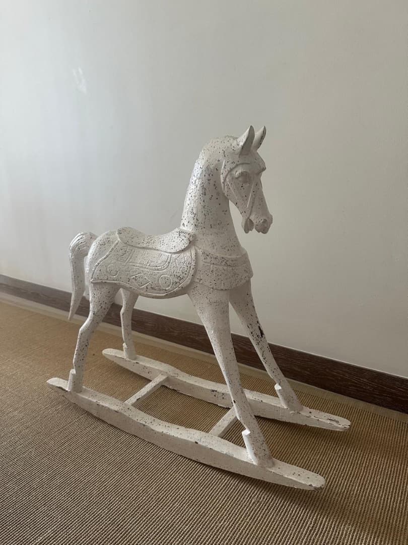 Decorative Wooden Rocking Horse White Distressed - Image 1 of 2