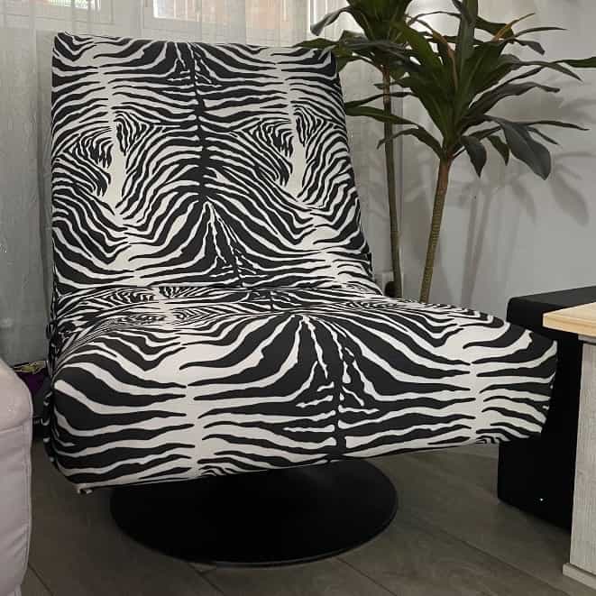 Swivel Armchair Zebra Print Black Base