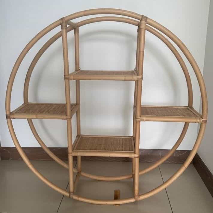 Étagère murale ronde en rotin 99cm