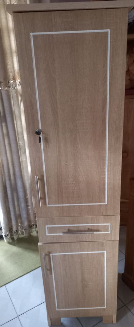 Tall Wooden Storage Cabinet with Drawer and Lock - Image 1 of 1