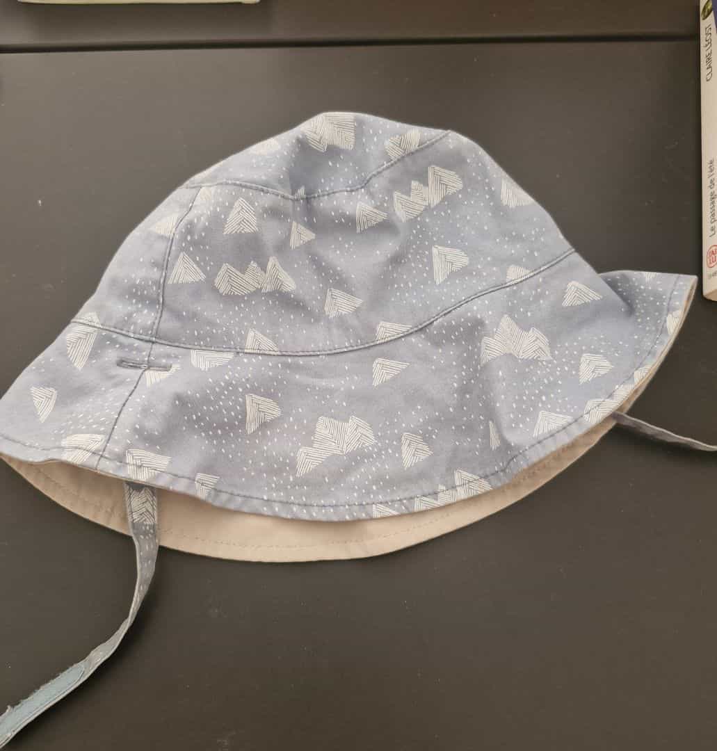 Baby Bucket Hat Grey Mountain Print Chin Straps