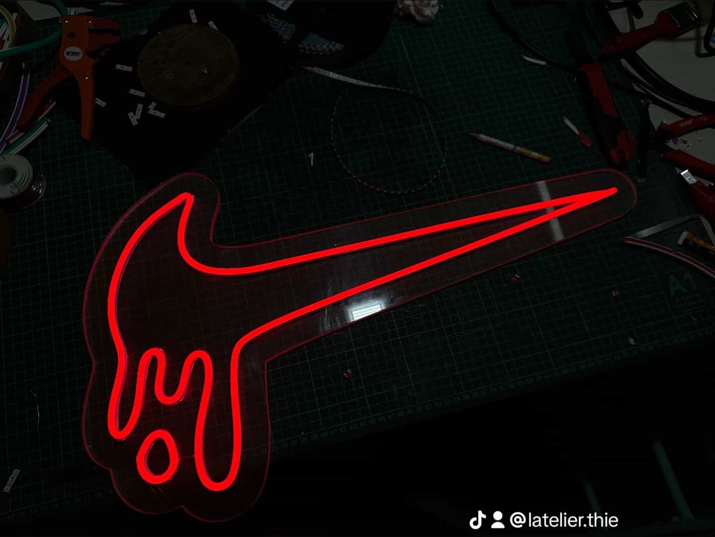 Custom Neon Signs: Nike Swoosh Red, Haunter Purple, Let's Party Pink
